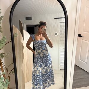 Blue and White Patterned Women's Dress